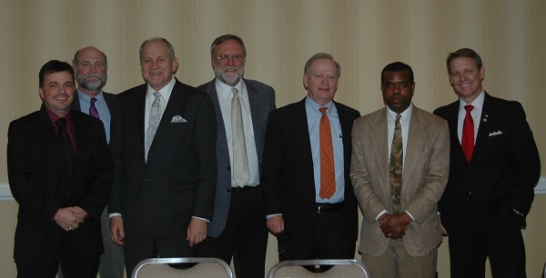 Participants in the March 20 forum, from left: Jon Sanders, Jim Warren, Jim Clarkson, John Runkle, Bob Orr, Ivan Penn and Rep. Mike Hager
